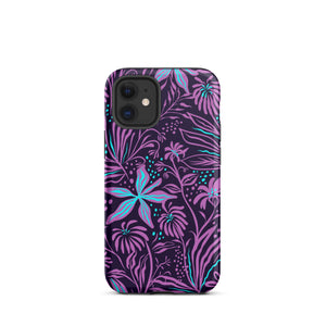 Purple Floral Design Tough iPhone case, Ocean Flowers Phone Case