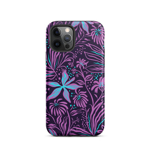 Purple Floral Design Tough iPhone case, Ocean Flowers Phone Case