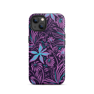 Purple Floral Design Tough iPhone case, Ocean Flowers Phone Case