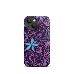 Purple Floral Design Tough iPhone case, Ocean Flowers Phone Case