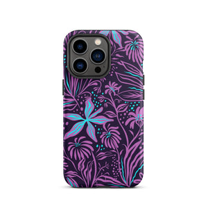 Purple Floral Design Tough iPhone case, Ocean Flowers Phone Case