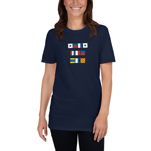 Seas The Day Spelled Out With Signal Flags Short-Sleeve Unisex T-Shirt, Nautical Flags Design shirt, Boating Shirt, Sailing Shirt
