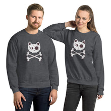 Load image into Gallery viewer, Pirate Cat Skull and Crossbones Unisex Sweatshirt