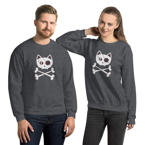 Pirate Cat Skull and Crossbones Unisex Sweatshirt