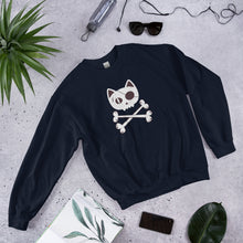 Load image into Gallery viewer, Pirate Cat Skull and Crossbones Unisex Sweatshirt