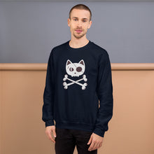 Load image into Gallery viewer, Pirate Cat Skull and Crossbones Unisex Sweatshirt