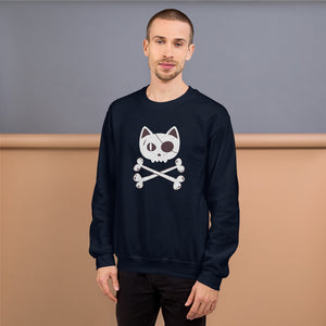 Pirate Cat Skull and Crossbones Unisex Sweatshirt