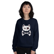 Load image into Gallery viewer, Pirate Cat Skull and Crossbones Unisex Sweatshirt