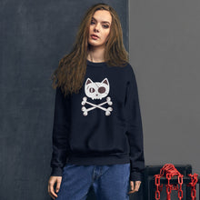 Load image into Gallery viewer, Pirate Cat Skull and Crossbones Unisex Sweatshirt