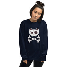 Load image into Gallery viewer, Pirate Cat Skull and Crossbones Unisex Sweatshirt