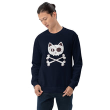 Load image into Gallery viewer, Pirate Cat Skull and Crossbones Unisex Sweatshirt