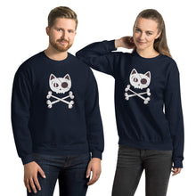 Load image into Gallery viewer, Pirate Cat Skull and Crossbones Unisex Sweatshirt