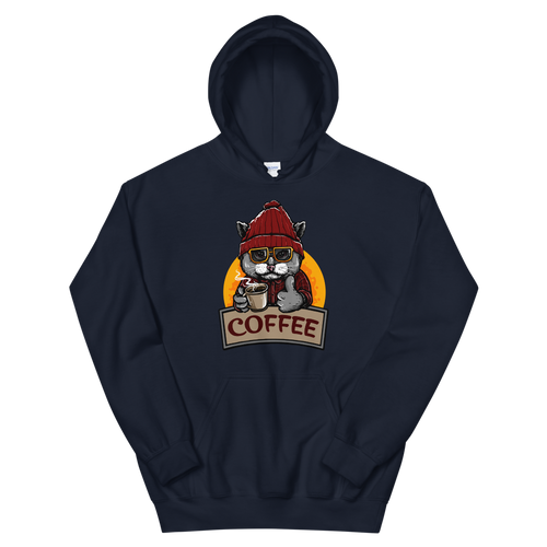 Cat With Coffee Unisex Hoodie, Funny Cat Hoodie, Coffee Hoodie, Gift For Coffee Lover