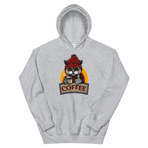 Cat With Coffee Unisex Hoodie, Funny Cat Hoodie, Coffee Hoodie, Gift For Coffee Lover