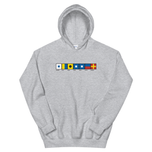 Load image into Gallery viewer, Skipper Spelled Out With Nautical Flags Unisex Hoodie, Gift For Sailor, Gift For Boater, Nautical Wear