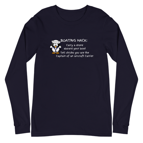 Funny Boating Hack Unisex Long Sleeve Tee, Funny Penguin Long Sleeve T-shirt