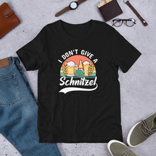 Load image into Gallery viewer, Oktoberfest Unisex t-shirt, I Don&#39;t Give A Schnitzel Funny Octoberfest Shirt