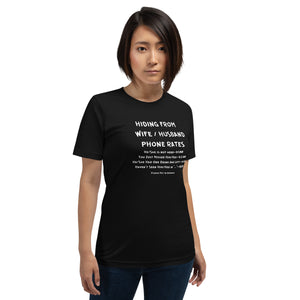 Funny Bartender Unisex t-shirt, Hiding from Wife / Husband Phone Rates