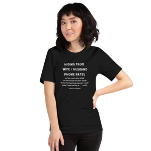 Funny Bartender Unisex t-shirt, Hiding from Wife / Husband Phone Rates
