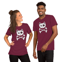 Load image into Gallery viewer, Funny Cat Skull and Crossbones Unisex t-shirt