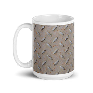 Diamond Plate Steel Design White glossy mug, Shop Mug, Funny Mugs, Industrial Mug