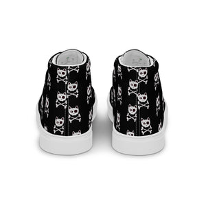 Pirate Cat Skull and Crossbones Women’s high top canvas shoes