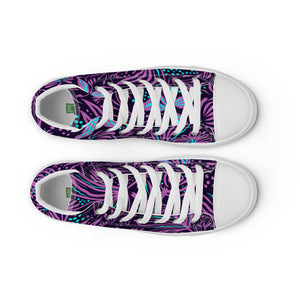 Purple Ocean Floral Print Women’s high top canvas shoes