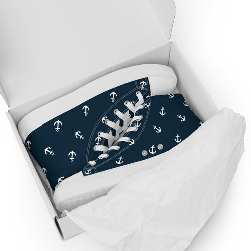 Nautical Anchor Print Women’s high top canvas shoes