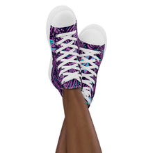 Load image into Gallery viewer, Purple Ocean Floral Print Women’s high top canvas shoes