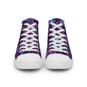 Purple Ocean Floral Print Women’s high top canvas shoes