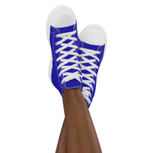 Load image into Gallery viewer, Women’s Royal Blue high top canvas shoes, Women&#39;s Blue Sneakers