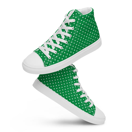 Green With White Polka Dots Women’s high top canvas shoes