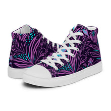 Load image into Gallery viewer, Purple Ocean Floral Print Women’s high top canvas shoes