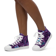 Load image into Gallery viewer, Purple Ocean Floral Print Women’s high top canvas shoes