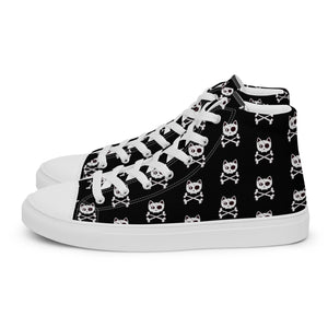 Pirate Cat Skull and Crossbones Women’s high top canvas shoes