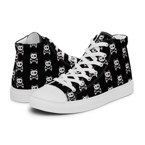 Pirate Cat Skull and Crossbones Women’s high top canvas shoes