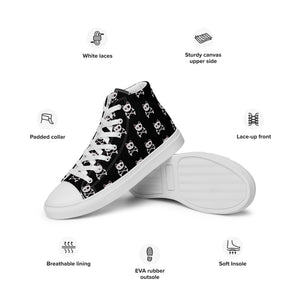 Pirate Cat Skull and Crossbones Women’s high top canvas shoes