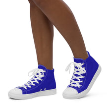 Load image into Gallery viewer, Women’s Royal Blue high top canvas shoes, Women&#39;s Blue Sneakers