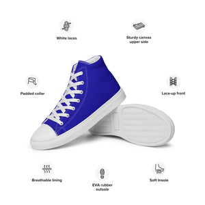 Women’s Royal Blue high top canvas shoes, Women's Blue Sneakers