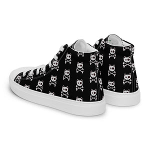 Pirate Cat Skull and Crossbones Women’s high top canvas shoes