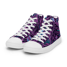 Load image into Gallery viewer, Purple Ocean Floral Print Women’s high top canvas shoes