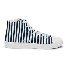 Load image into Gallery viewer, Blue and White Striped Women’s high top canvas shoes