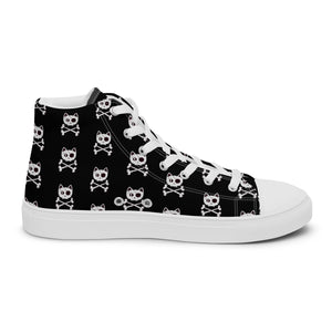 Pirate Cat Skull and Crossbones Women’s high top canvas shoes