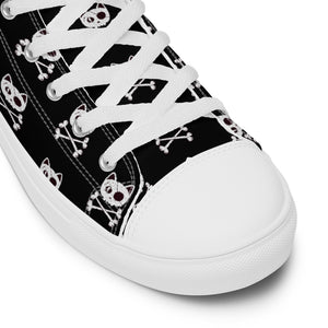 Pirate Cat Skull and Crossbones Women’s high top canvas shoes