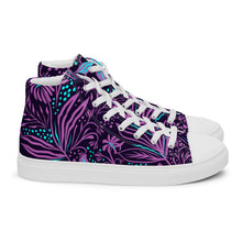 Load image into Gallery viewer, Purple Ocean Floral Print Women’s high top canvas shoes