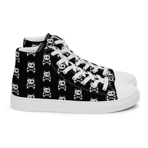 Pirate Cat Skull and Crossbones Women’s high top canvas shoes