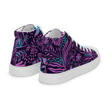 Load image into Gallery viewer, Purple Ocean Floral Print Women’s high top canvas shoes