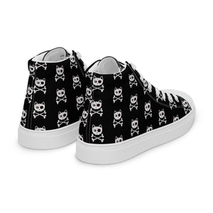 Pirate Cat Skull and Crossbones Women’s high top canvas shoes