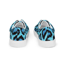 Load image into Gallery viewer, Women’s Blue Leopard Skin Print lace-up canvas shoes