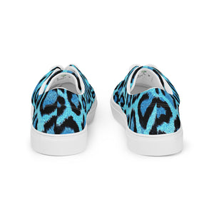 Women’s Blue Leopard Skin Print lace-up canvas shoes